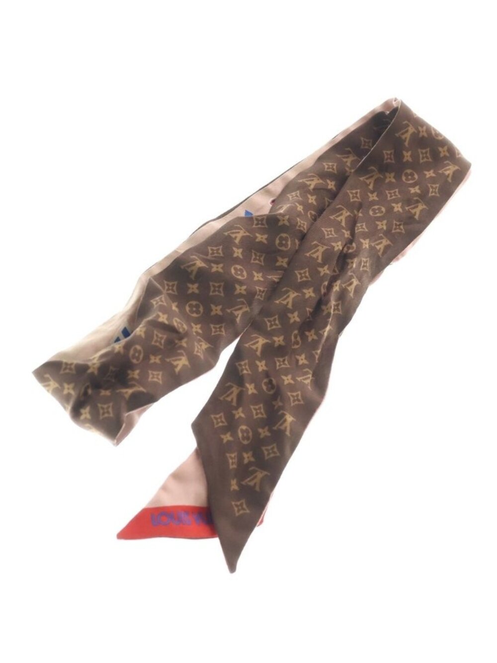 Louis Vuitton Bandeau BB LV Streets Patches Monogram Silk Scarf Brown - Picture 2 of 6
